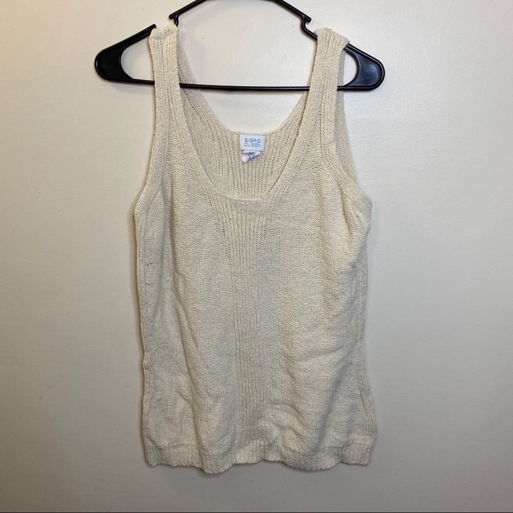 Sigrid Olsen cream knit tank top